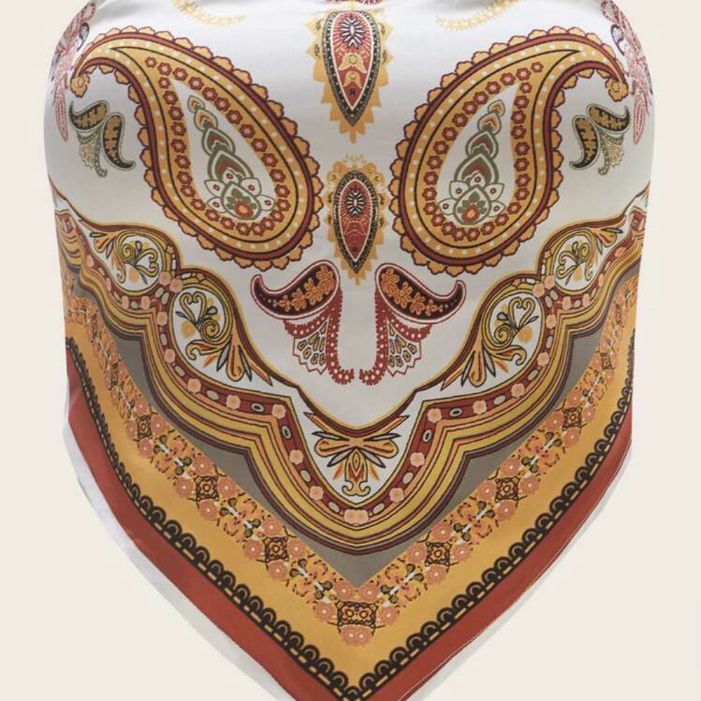 SHEIN Paisley Scarf in Red, Gold, and Brown